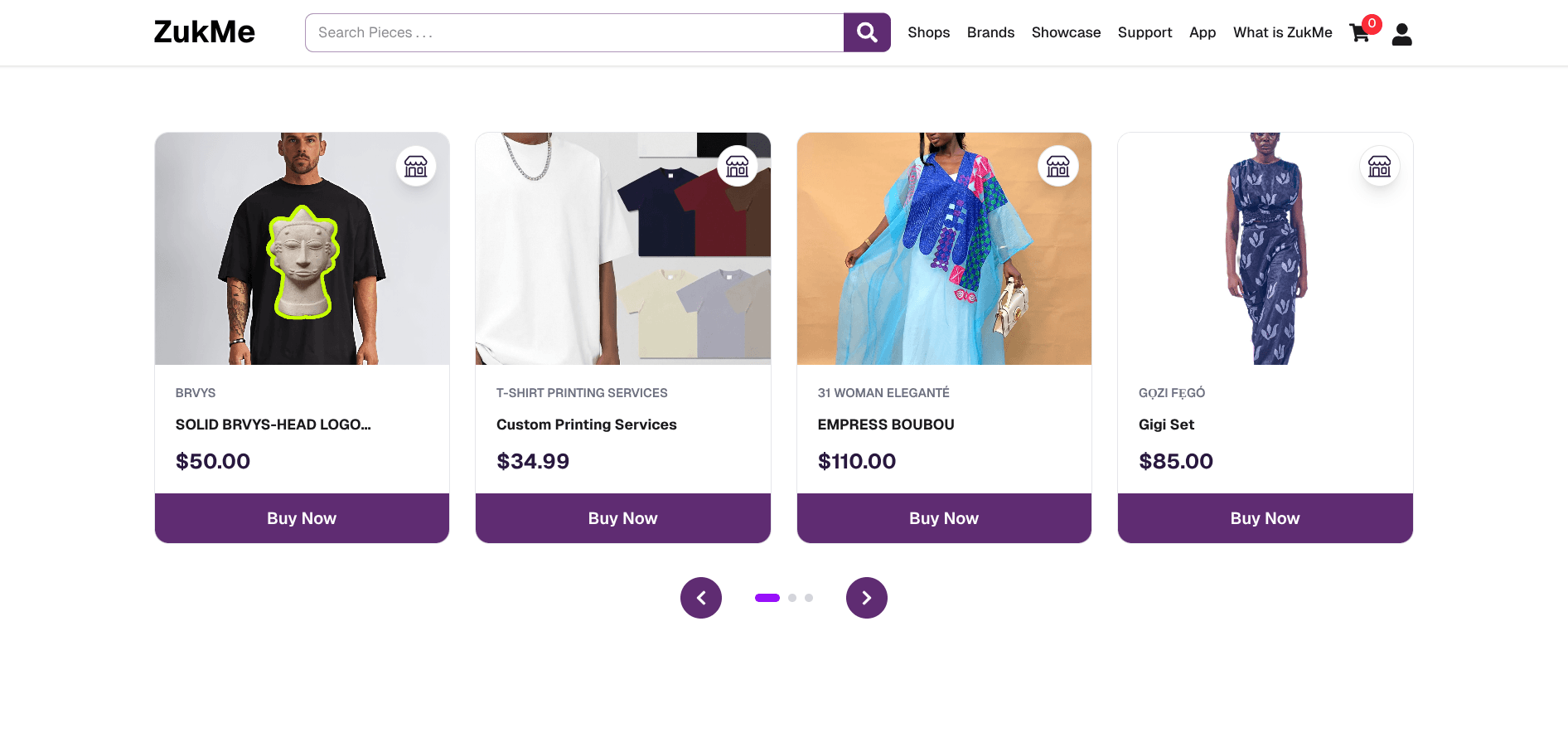 Screenshot of Zukme Shop